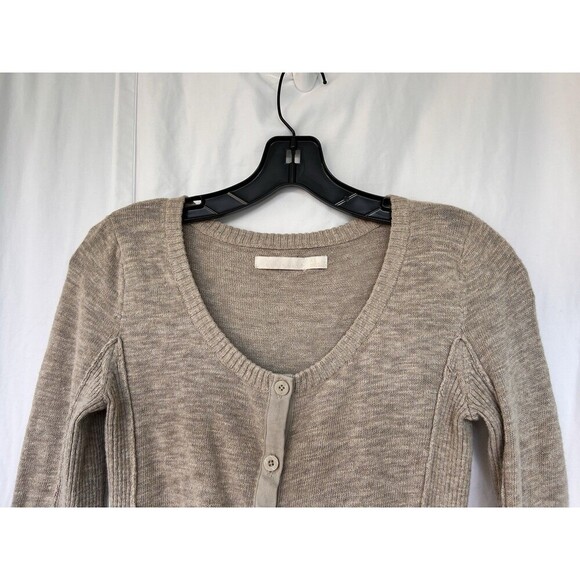 Vintage Old Navy Ribbed Button Up Taupe Cardigan Sweater Knit XS Preppy Academia - Picture 2 of 7